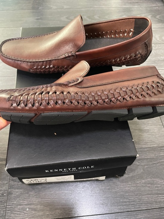 Kenneth Cole Cognac Leather Slip-On Loafers with Woven Side Detail main image 8